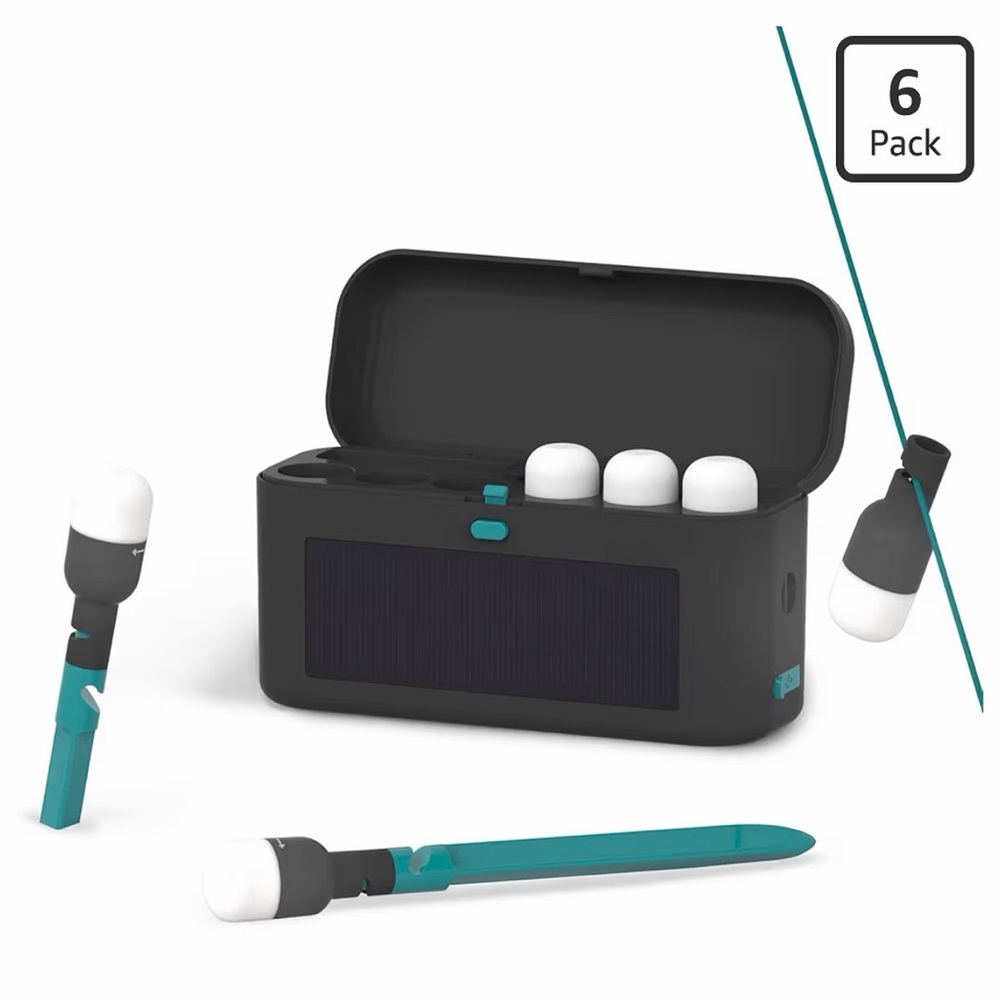 Rechargeable Solar Case with Teal and White Earbuds (6 Pack)